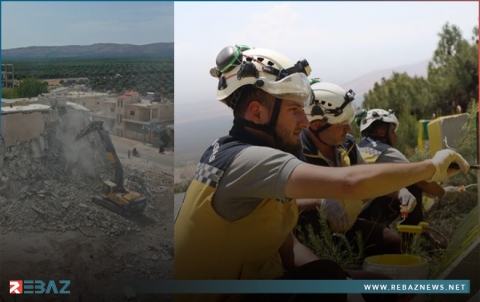 الدفاع المدني السوري يضع منصفات (فواصل حماية) لحماية السائقين ويهدم مبنى متصدع في عفرين