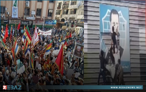 مظاهرة مركزية في السويداء ومحتجون يمزقون صورة الأسد