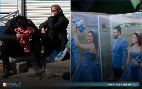 عريس ينتظر جـ.ـثة خطيبته فوق الحطام.. ممسكاً بقميصها