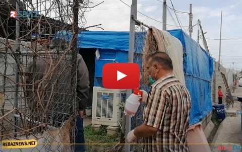 كوركوسك.. حملة تعقيم في المخيم