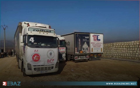دخول عشر شاحنات لمؤسسة بارزاني الخيرية إلى عفرين