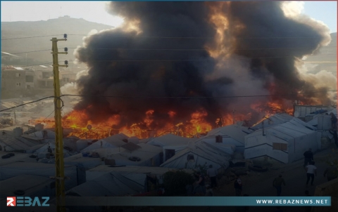 حريق ضخم يلتهم 90 خيمة للاجئين السوريين في عرسال