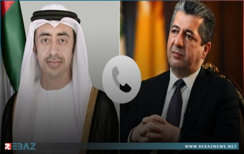 رئيس حكومة إقليم كوردستان ووزير خارجية دولة الإمارات يجريان اتصالا هاتفيا 