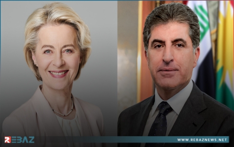 نيجيرفان بارزاني وأورسولا فون دير لاين يبحثان الأوضاع المعقدة في المنطقة وتداعيات الحرب