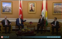 رئيس إقليم كوردستان ورئيس حكومة الإقليم يستقبلان الرئيس التركي في أربيل 